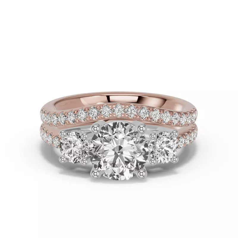 14K Rose Gold Classic Curved Pavé Band