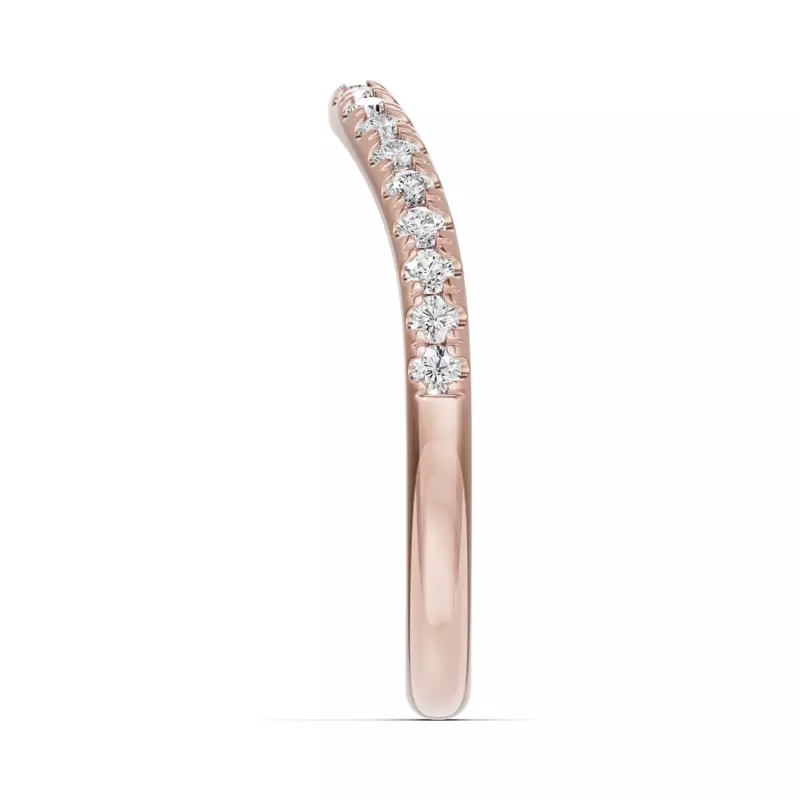 14K Rose Gold Classic Curved Pavé Band