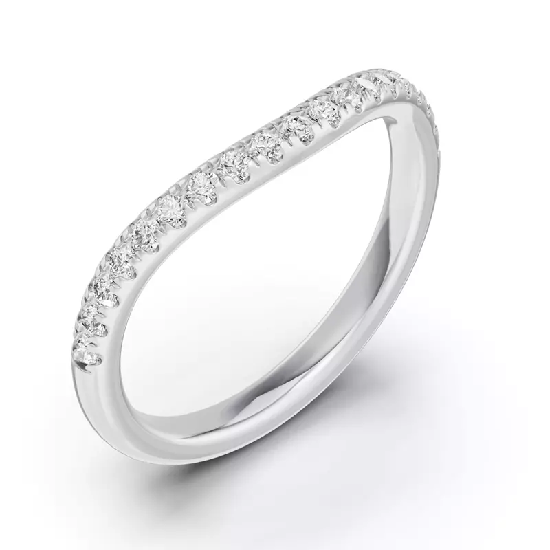18K White Gold Classic Curved Pavé Lab Band