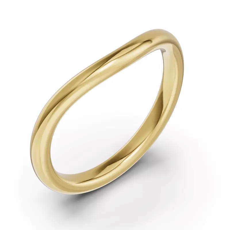 14K Yellow Gold Classic Curved Wedding Band