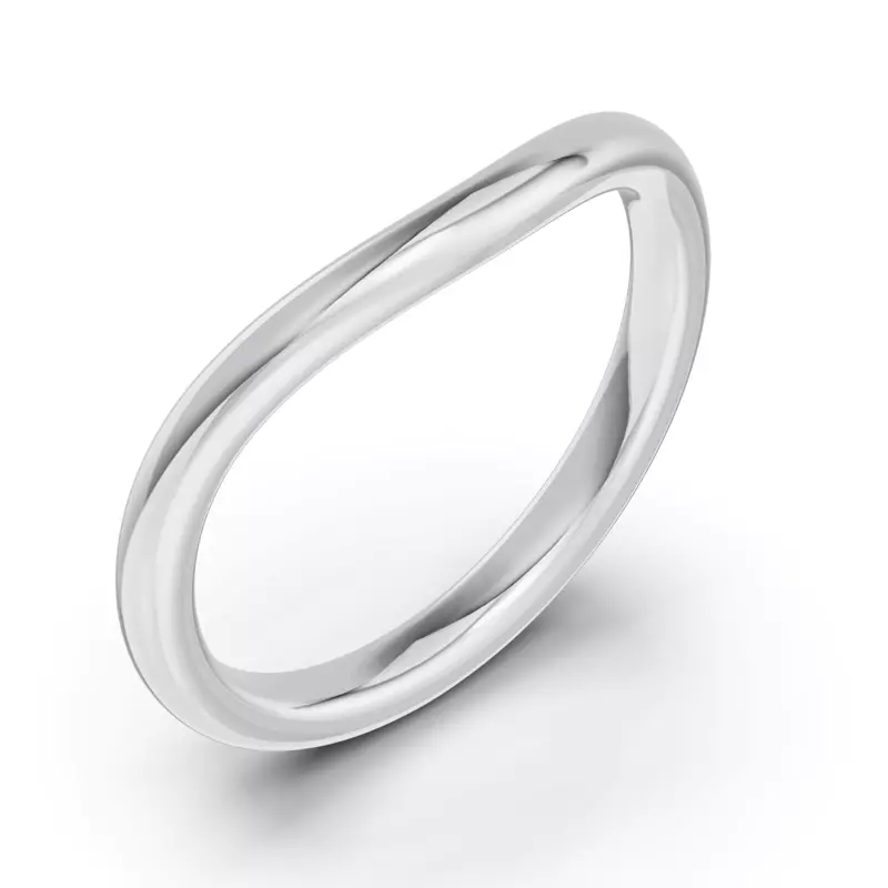 18K White Gold Classic Curved Wedding Band