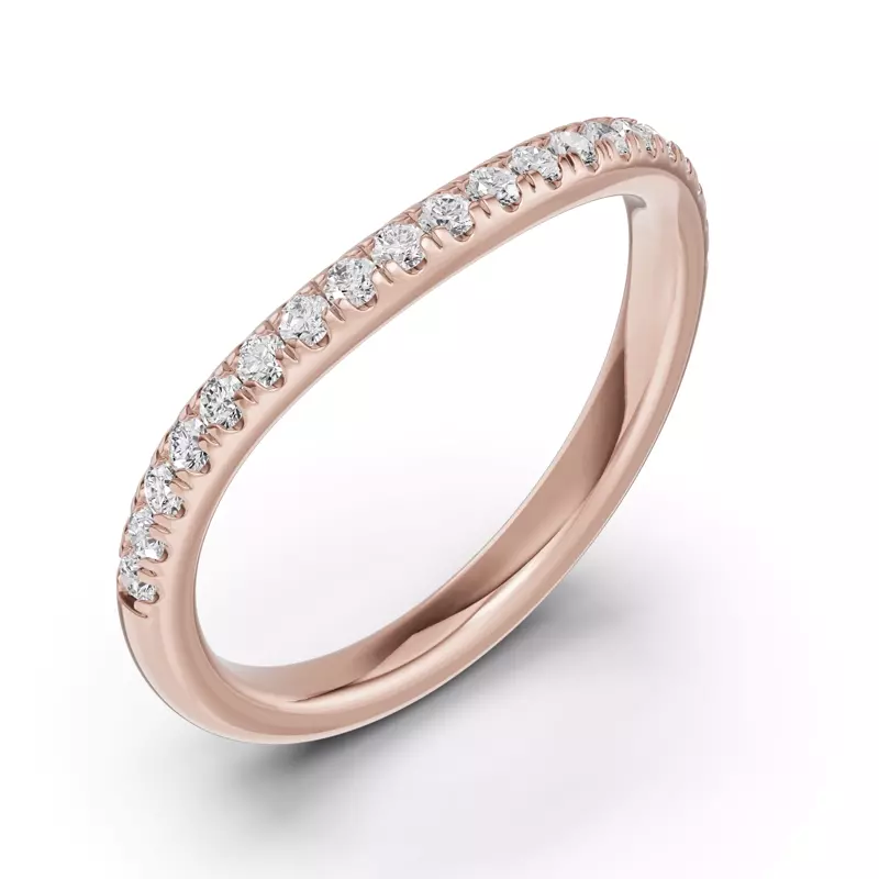 14K Rose Gold Classic Contoured Pavé Wedding Band