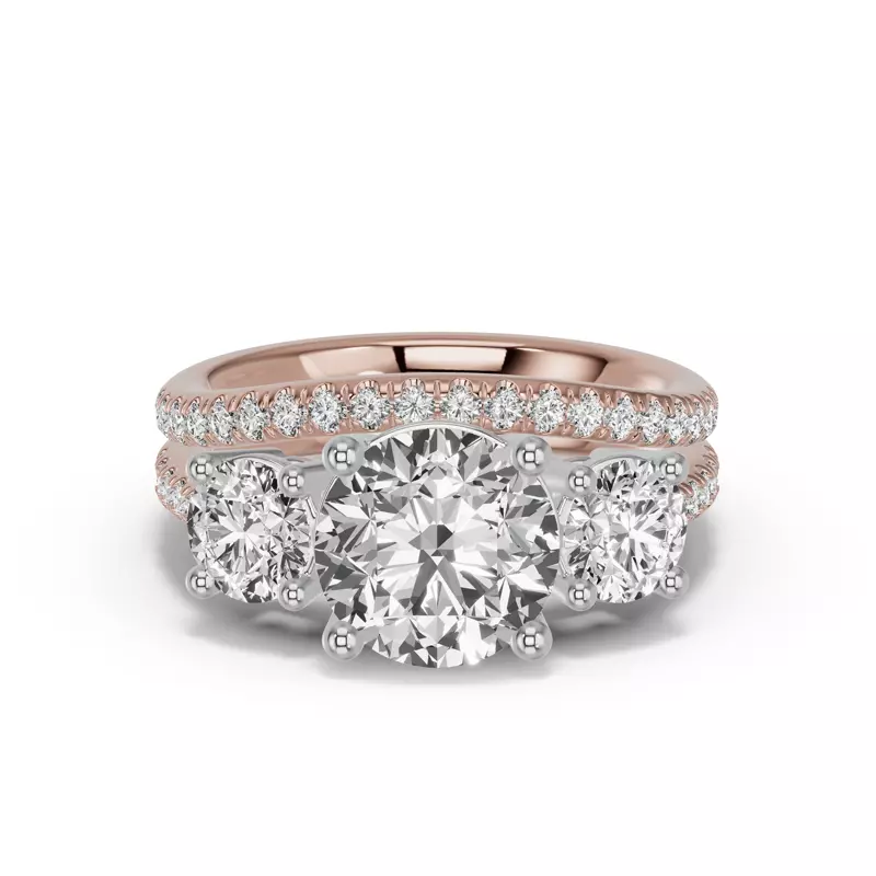 14K Rose Gold Classic Contoured Pavé Wedding Band
