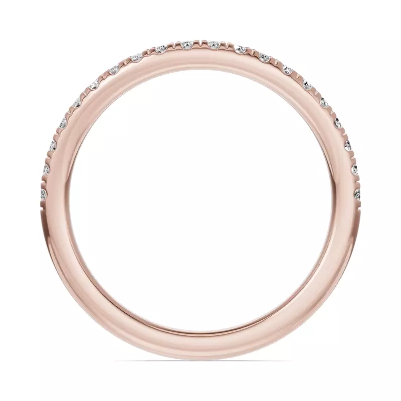 14K Rose Gold Classic Contoured Pavé Wedding Band