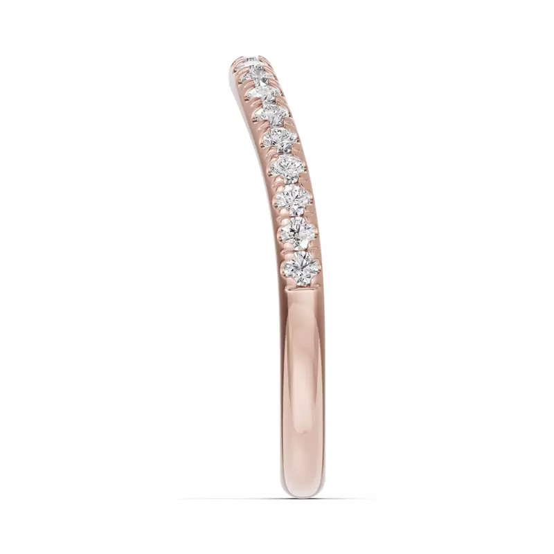 14K Rose Gold Classic Contoured Pavé Wedding Band