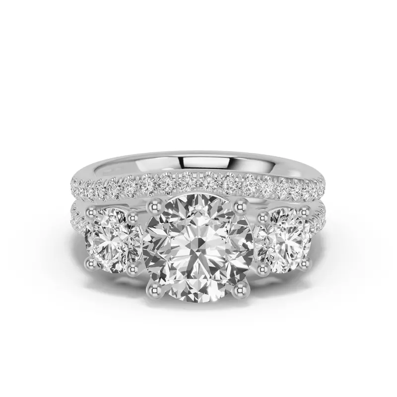 18K White Gold Classic Contoured Pavé Wedding Band