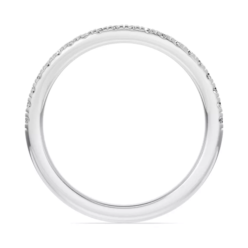 18K White Gold Classic Contoured Pavé Wedding Band