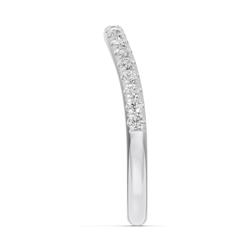 18K White Gold Classic Contoured Pavé Wedding Band