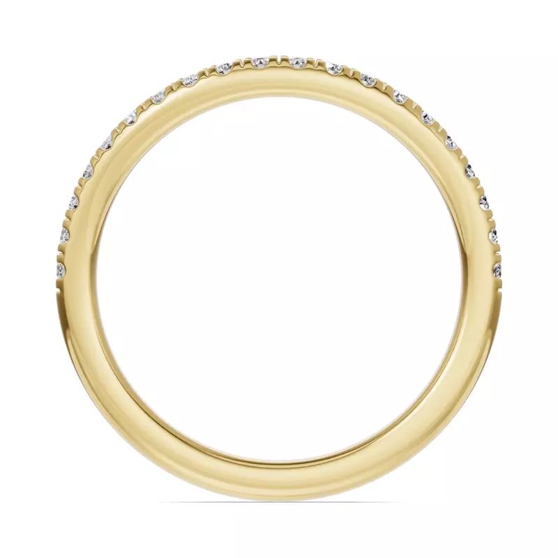 18K Yellow Gold Classic Contoured Pavé Wedding Band