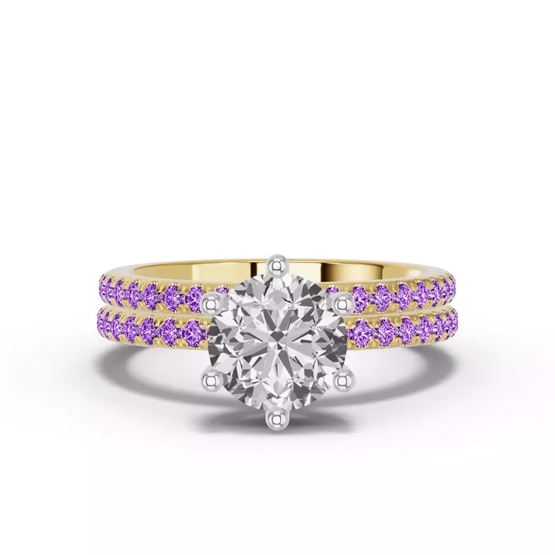14K Yellow Gold Chroma Amethyst Band