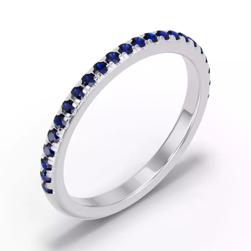 14K White Gold Chroma Blue Sapphire Band