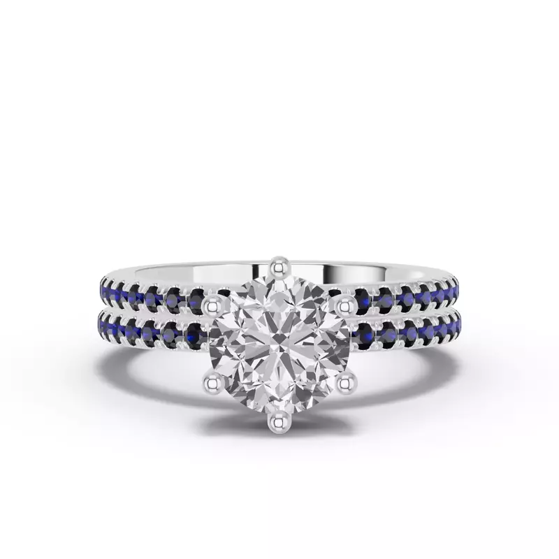 14K White Gold Chroma Blue Sapphire Band