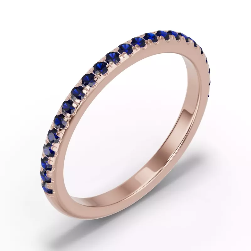 18K Rose Gold Chroma Blue Sapphire Band