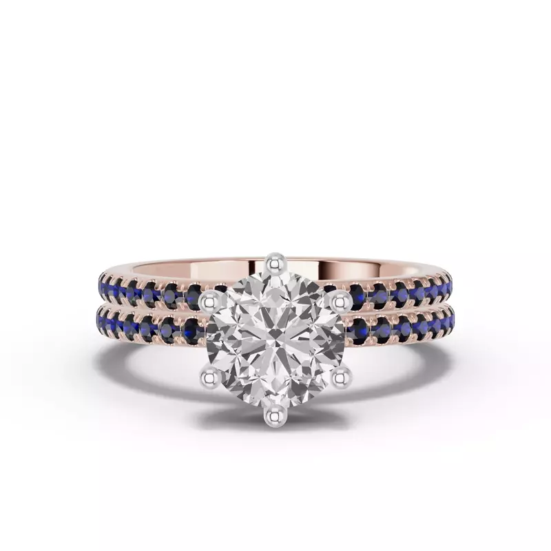 18K Rose Gold Chroma Blue Sapphire Band