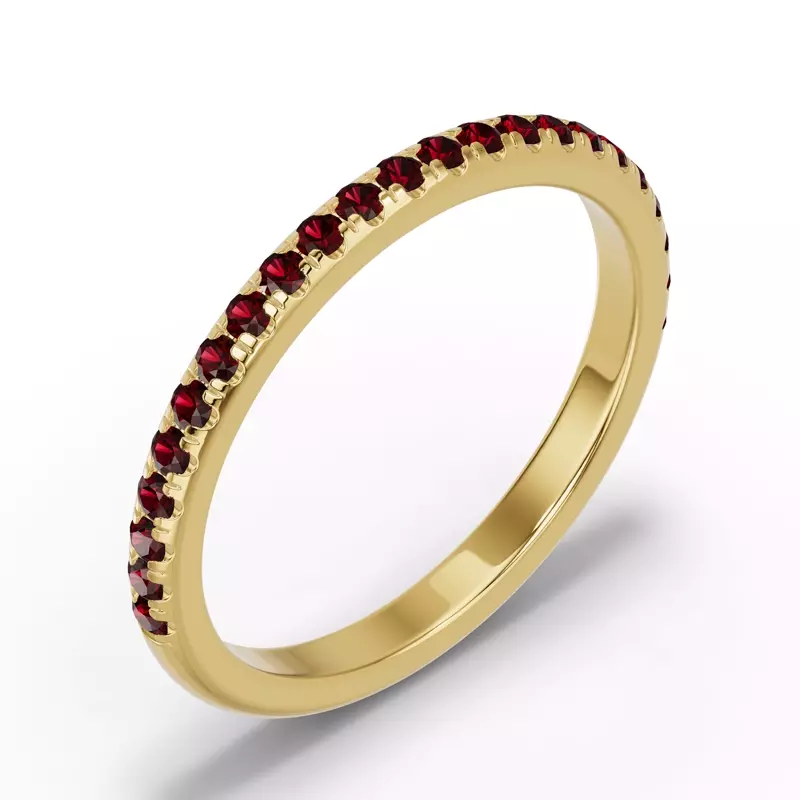 14K Yellow Gold Chroma Garnet Band