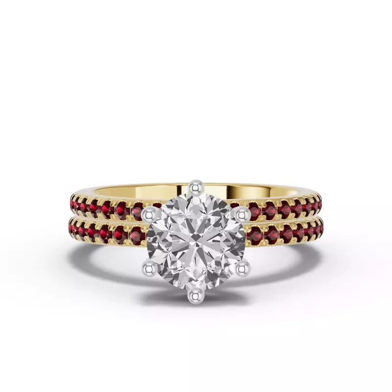14K Yellow Gold Chroma Garnet Band