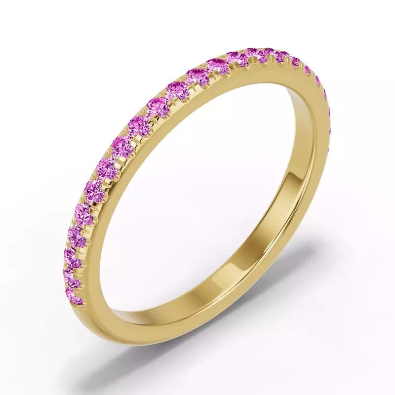 14K Yellow Gold Chroma Pink Sapphire Band