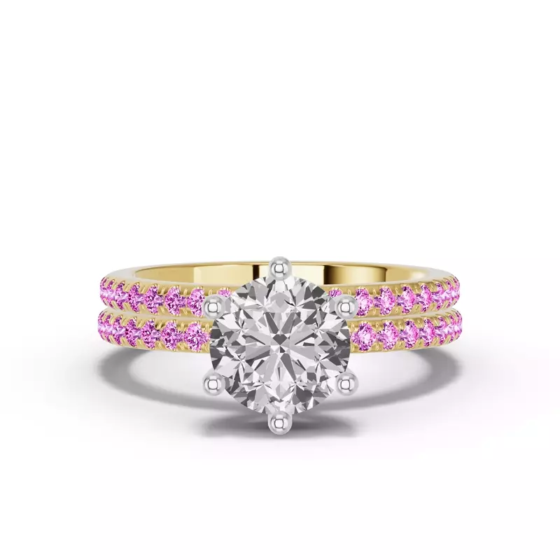 14K Yellow Gold Chroma Pink Sapphire Band