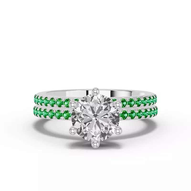 14K White Gold Chroma Tsavorite Band