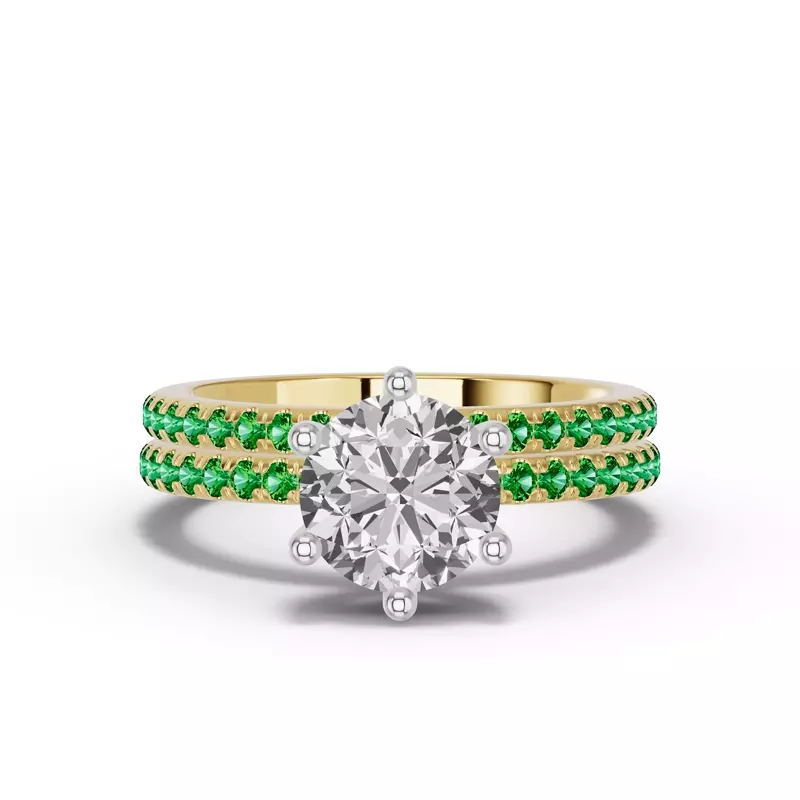 14K Yellow Gold Chroma Tsavorite Band