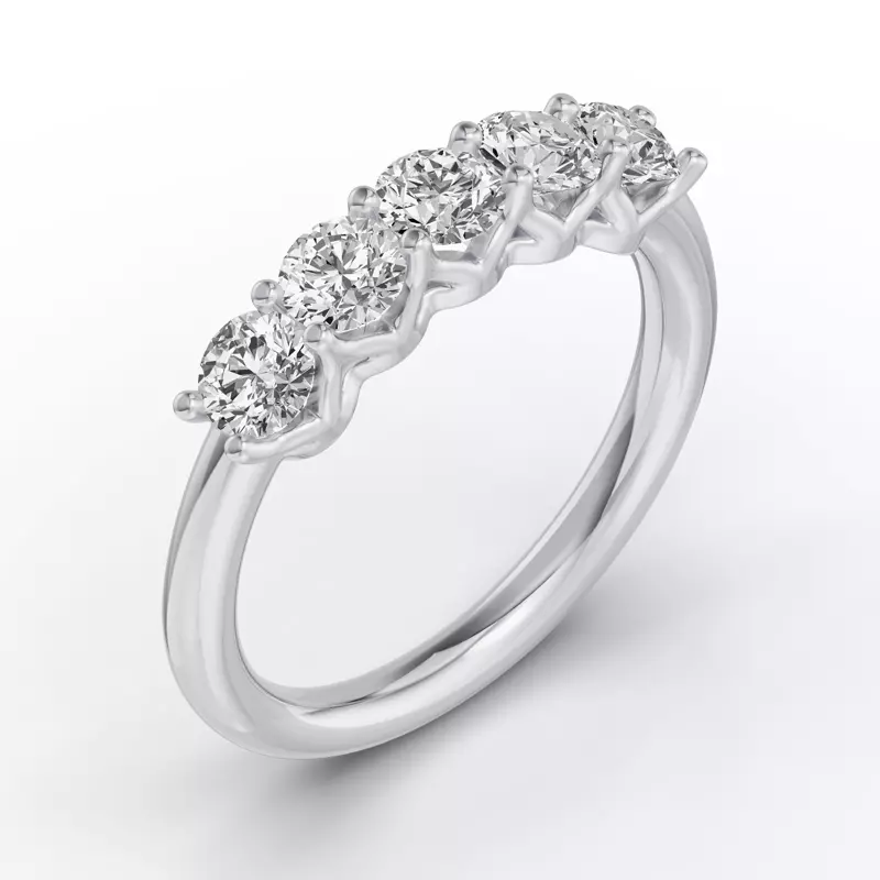 14K White Gold Unity Prong 5-Stone Lab Band (1.00 ct. tw.)