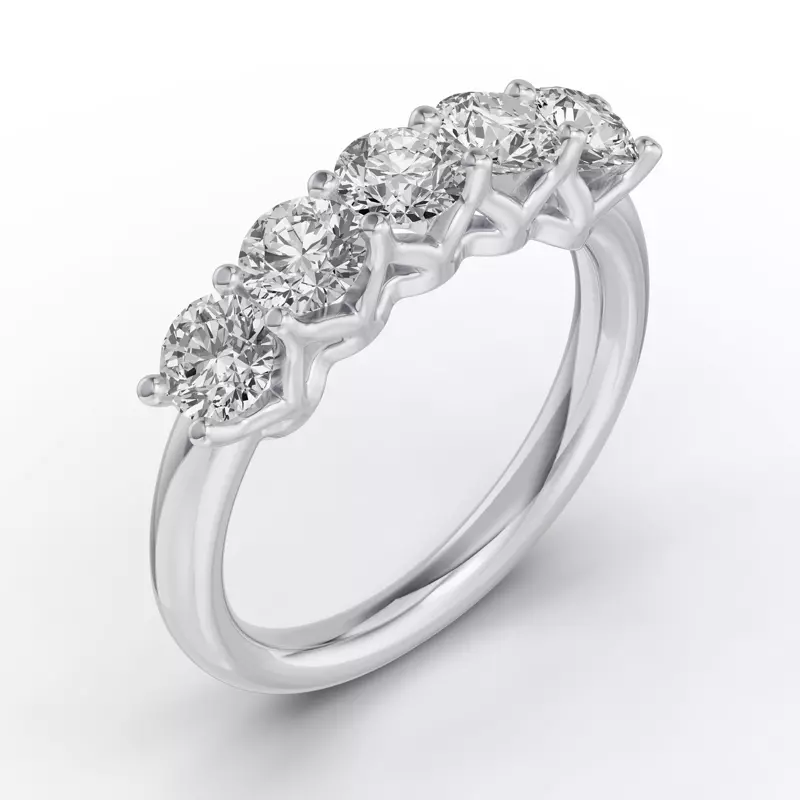 14K White Gold Unity Prong 5-Stone Lab Band (1.50 ct. tw.)