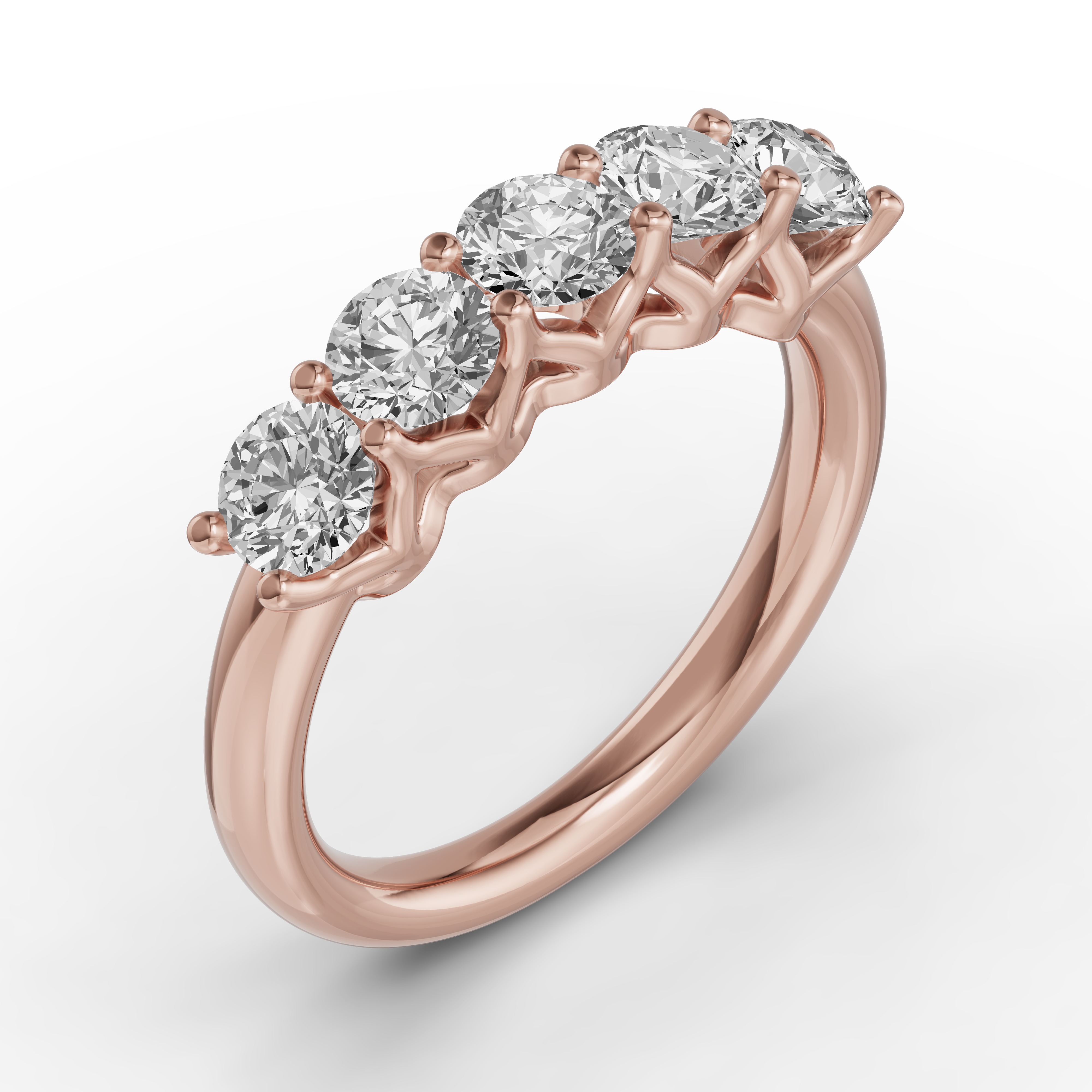 18K Rose Gold Unity Prong 5-Stone Lab Band (1.50 ct. tw.)
