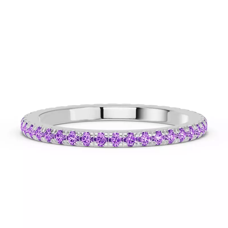 14K White Gold Chroma Amethyst Eternity Band