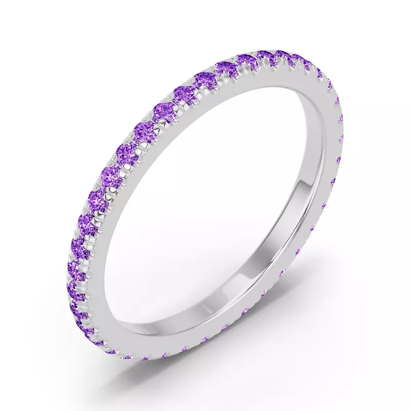 14K White Gold Chroma Amethyst Eternity Band