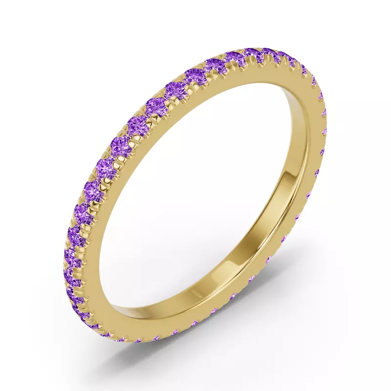 14K Yellow Gold Chroma Amethyst Eternity Band
