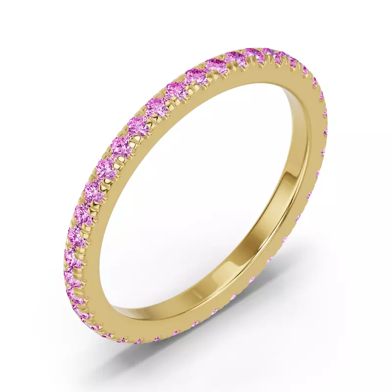 14K Yellow Gold Chroma Pink Sapphire Eternity Band