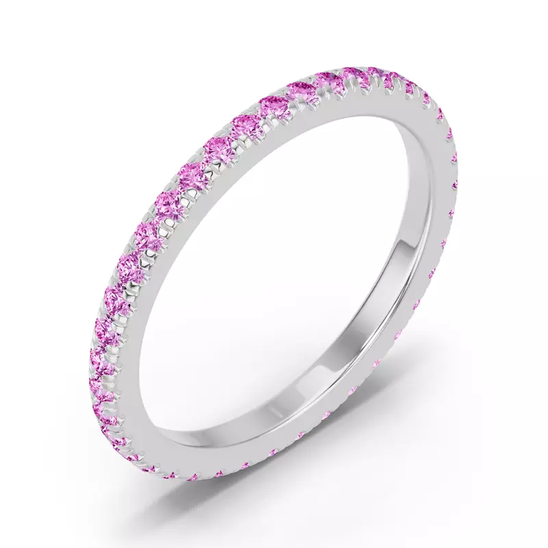 Platinum Chroma Pink Sapphire Eternity Band