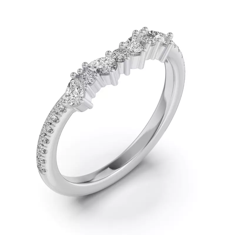 14K White Gold Papillon Pavé Diamond Band