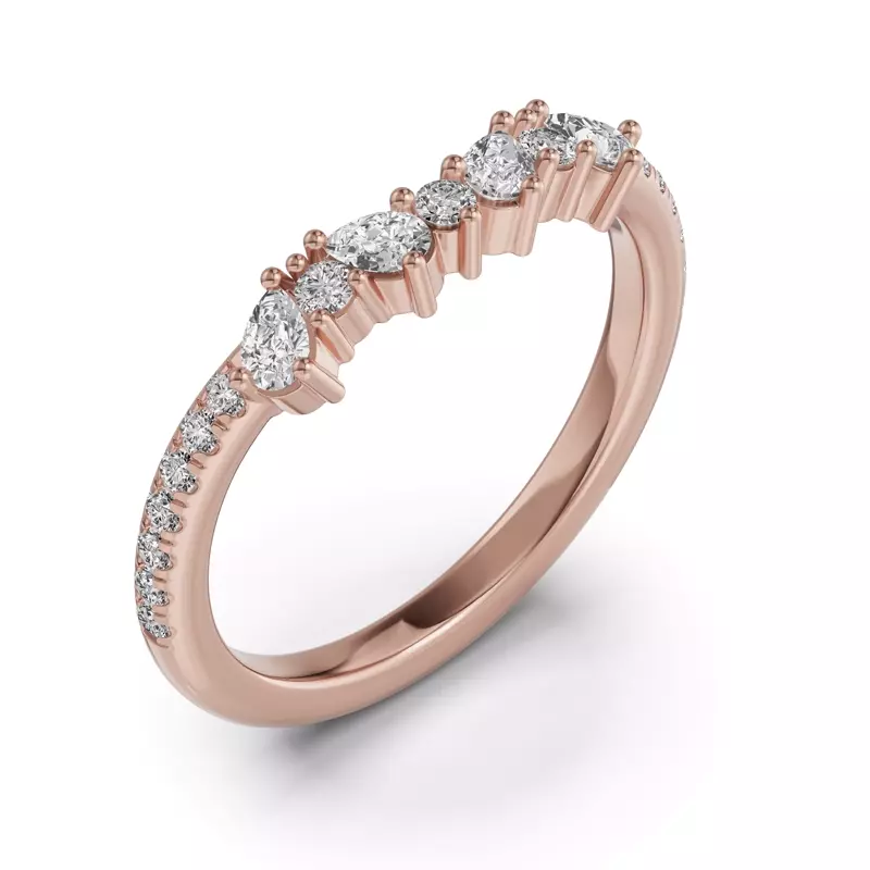 18K Rose Gold Papillon Pavé Diamond Band