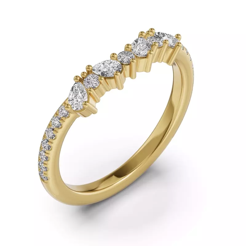 18K Yellow Gold Papillon Pavé Diamond Band