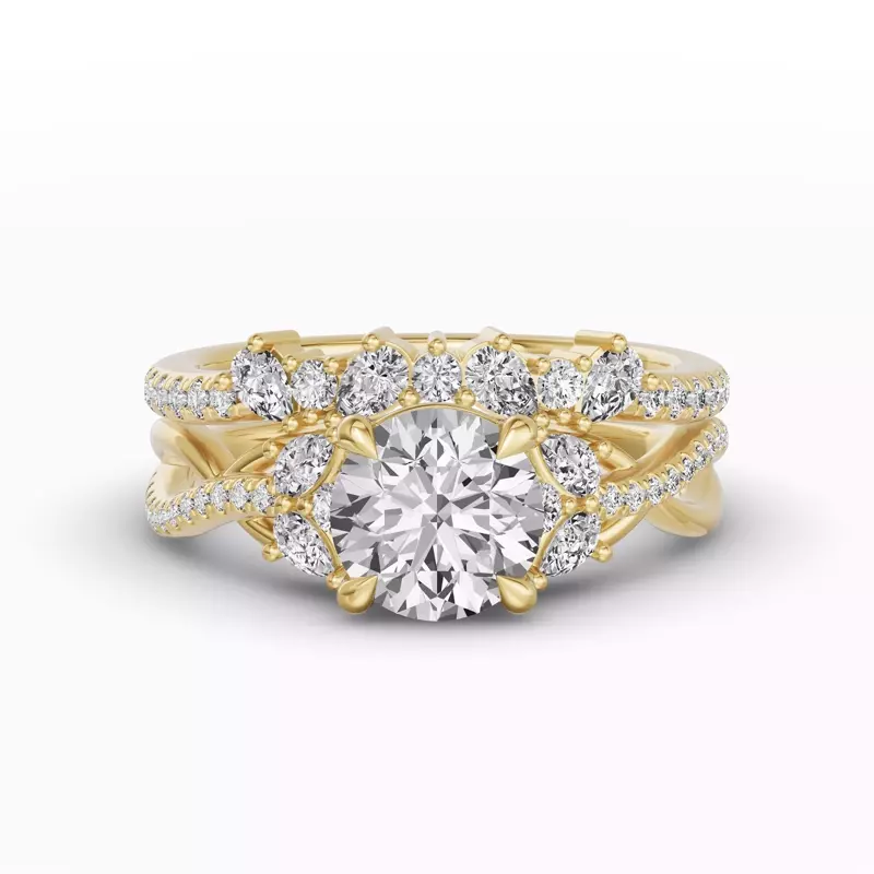 18K Yellow Gold Papillon Pavé Diamond Band