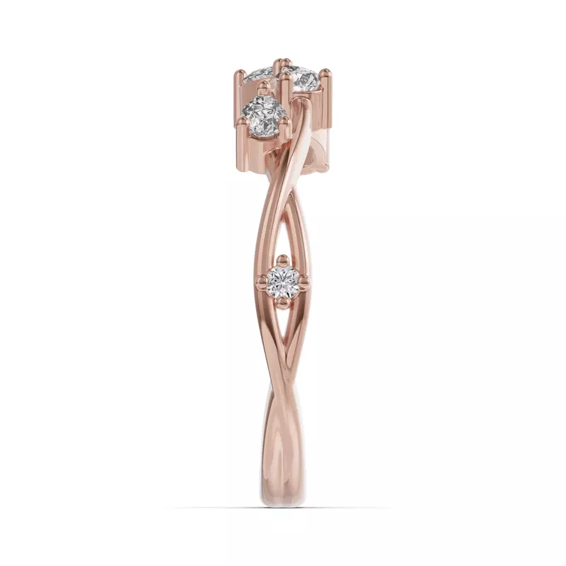 14K Rose Gold Botanical Twist Diamond Band