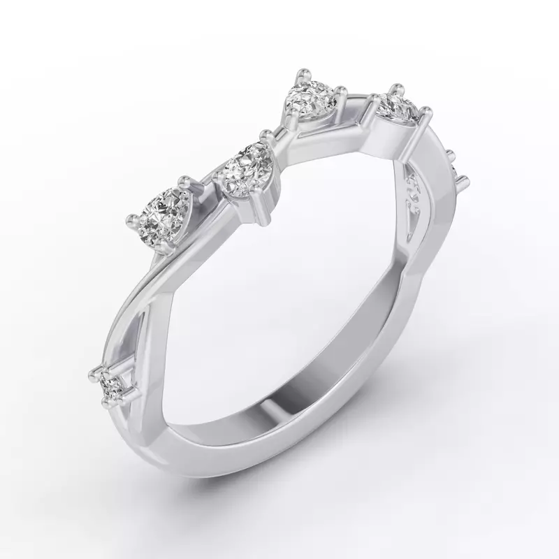 14K White Gold Botanical Twist Diamond Band