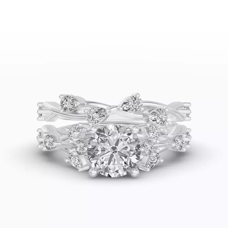 14K White Gold Botanical Twist Diamond Band