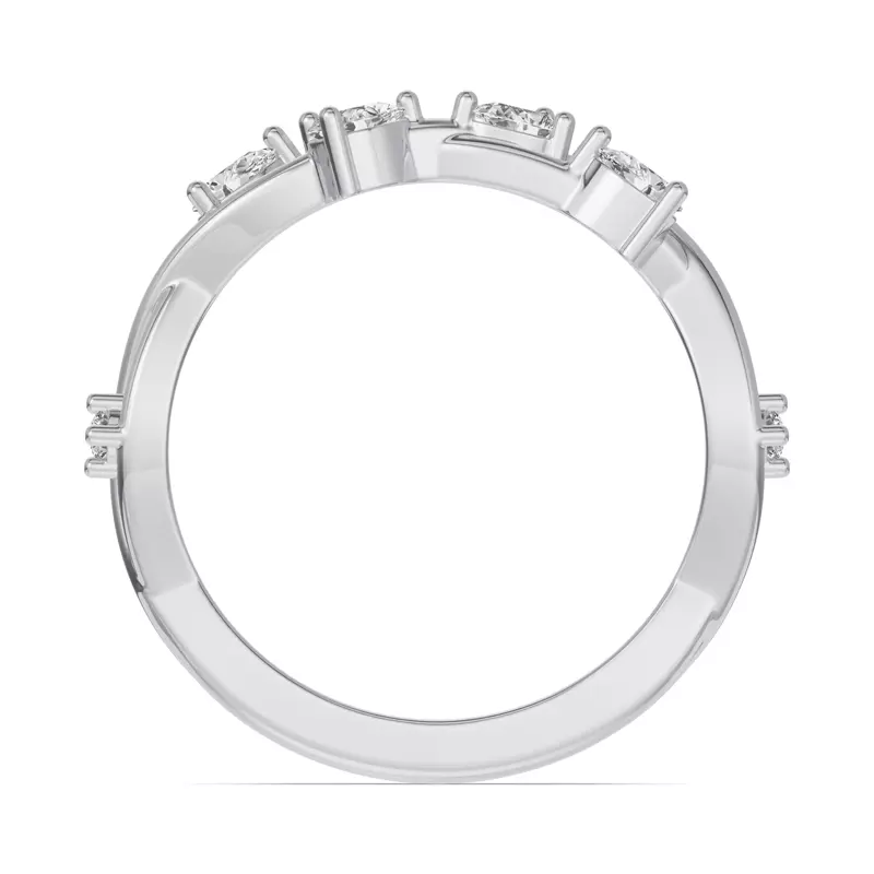 14K White Gold Botanical Twist Diamond Band