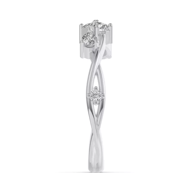 14K White Gold Botanical Twist Diamond Band