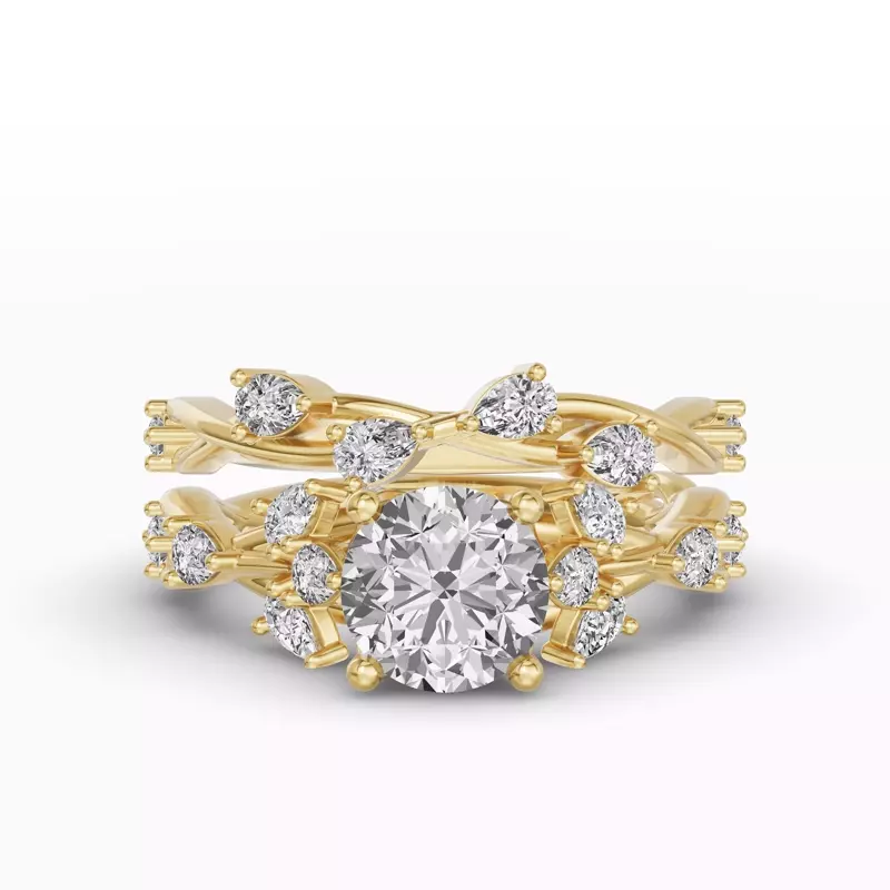 14K Yellow Gold Botanical Twist Diamond Band