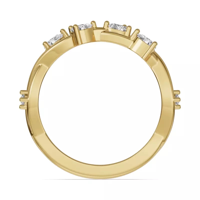14K Yellow Gold Botanical Twist Diamond Band