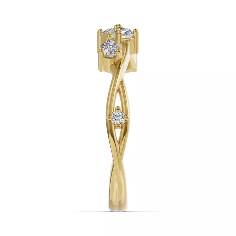 14K Yellow Gold Botanical Twist Diamond Band