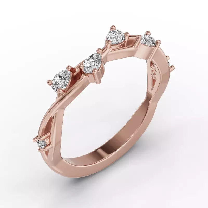 18K Rose Gold Botanical Twist Diamond Band