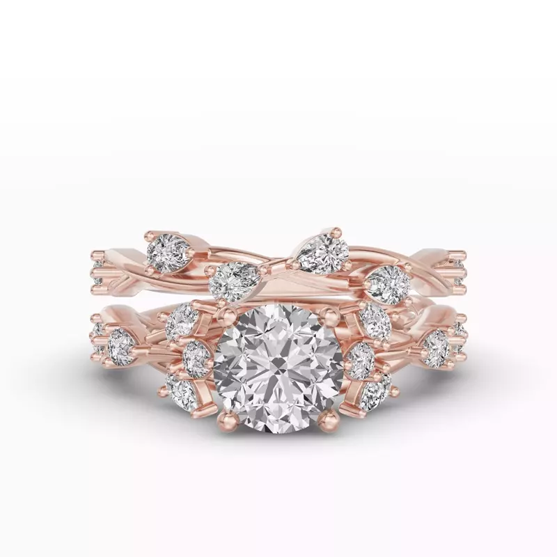 18K Rose Gold Botanical Twist Diamond Band