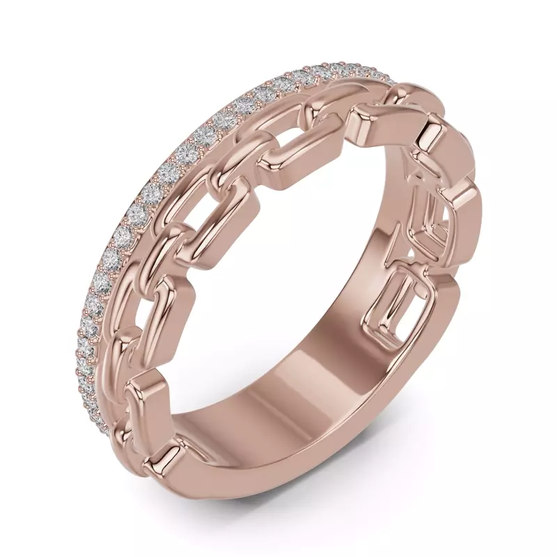 14K Rose Gold Chain Reaction Pavé Lab Band