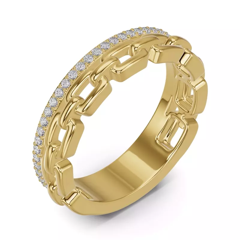 18K Yellow Gold Chain Reaction Pavé Lab Band