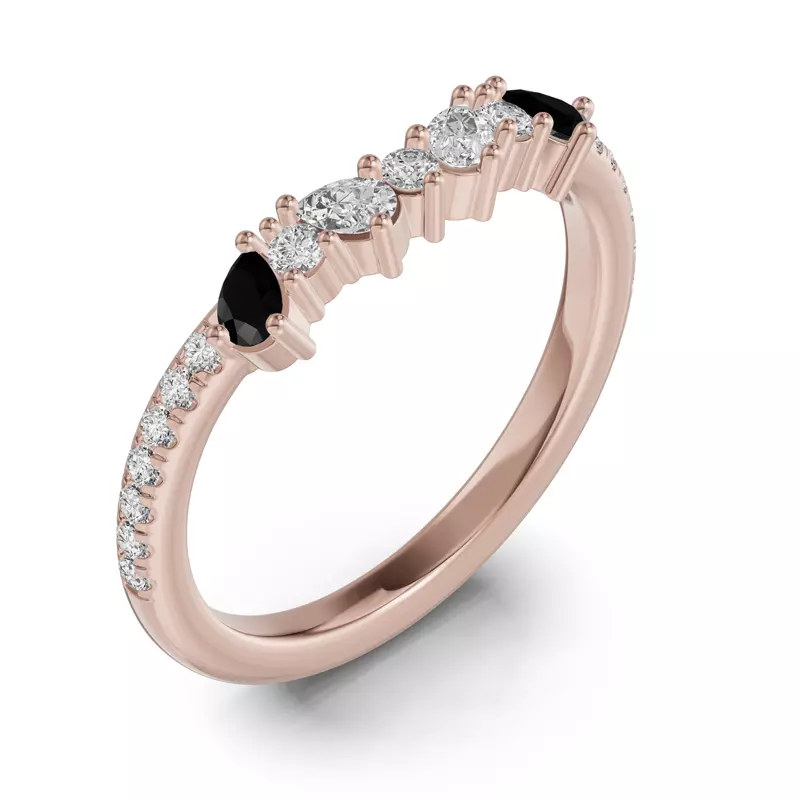14K Rose Gold Papillon Pavé Black Diamond Band