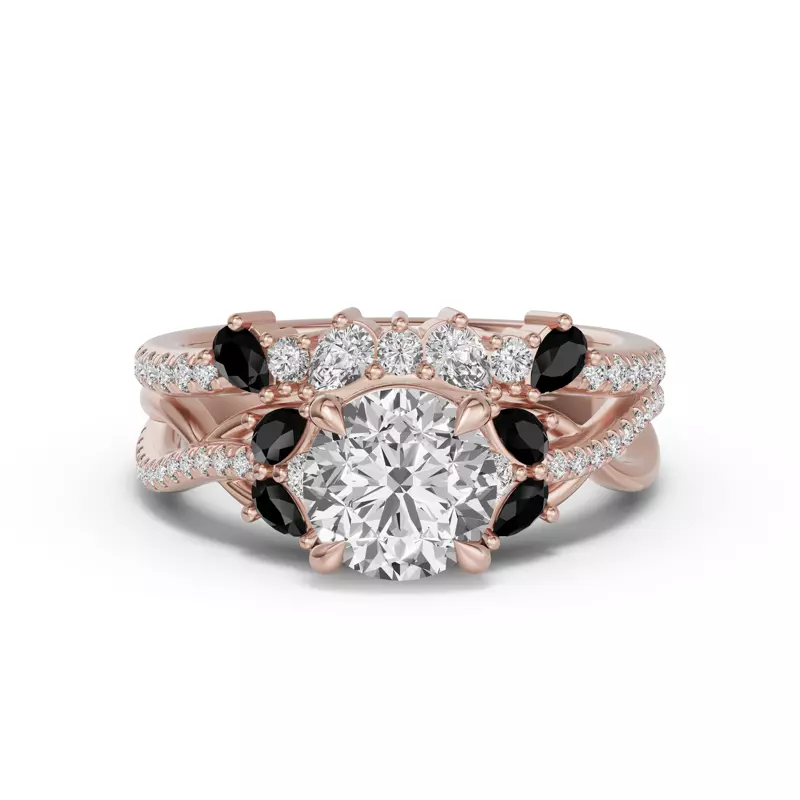 14K Rose Gold Papillon Pavé Black Diamond Band